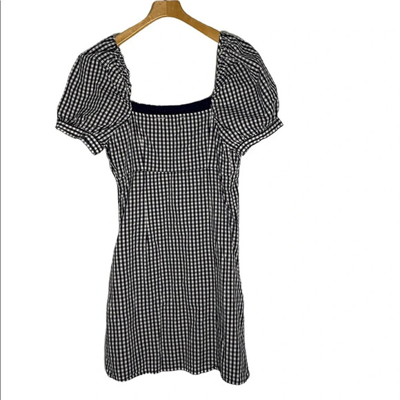 Anthropologie Forever that Girl Blue Plaid Gingham Puff Sleeve Mini Dres… - Picture 5 of 9
